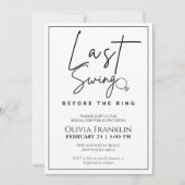 リングモダンブライダルシャワー前の最後のスイング 招待状 (正面)