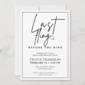 リングモダンブライダルシャワー前の最後の興行成績 招待状 (正面)