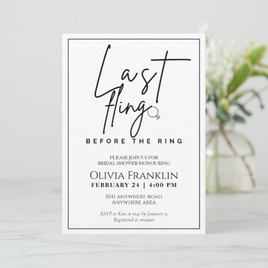 リングモダンブライダルシャワー前の最後の興行成績 招待状 (スタンド正面)