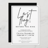 リングモダンブライダルシャワー前の最後の興行成績 招待状 (正面/裏面)