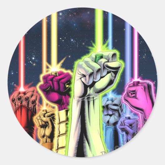 リング付きの手 – カラー ラウンドシール (正面)