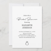 リング付きモダンスクリプト ブライダルシャワー 招待状 (正面)