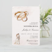 リング付き新婦スペインの結婚と新郎 招待状 (スタンド正面)