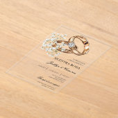 リング付き白スペインのフローラ結婚 アクリル招待状 (レイダウン)