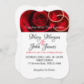 リング付き フローラル レッド＆ホワイト レッドローズ 招待状 (正面/裏面)