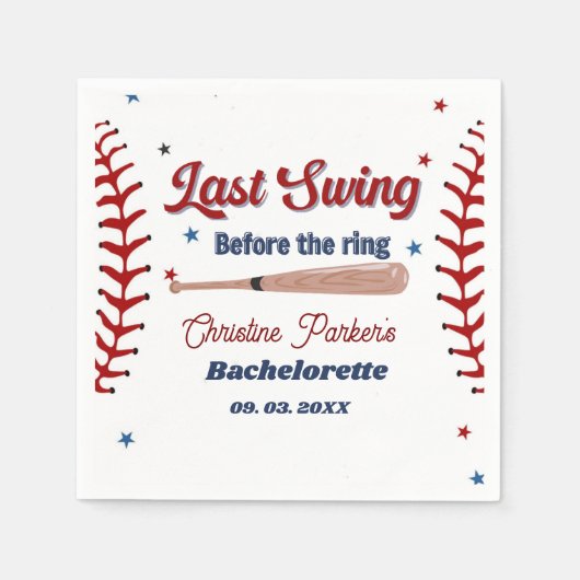 リング前の最後のスイング野球バチェロレッテ スタンダードカクテルナプキン (正面)