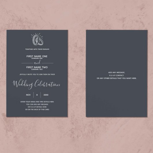 リング結婚の暗い背景エレガント 招待状
