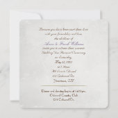 リング結婚付き更新紫のリボンハート 招待状 (裏面)