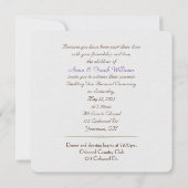 リング結婚付き更新紫のリボンハート 招待状 (裏面)