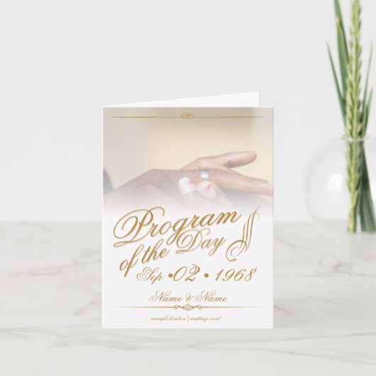 リング金ゴールド上の結婚色のカップルの針 カード (正面)