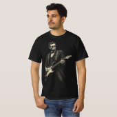 リンコーン クールギタリスト ビンテージ風彫刻 Tシャツ (正面フル)