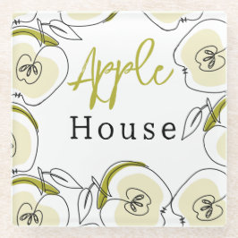 リンゴでコースター描。 ガラスコースター