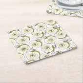 リンゴでコースター描。 スクエアペーパーコースター (アングル)