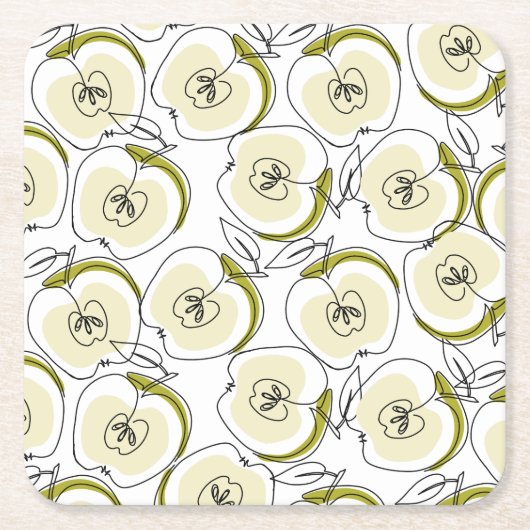 リンゴでコースター描。 スクエアペーパーコースター (正面)