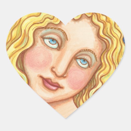 リンゴとイブのフォークアートのシールハートシート ハートシール (正面)