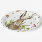 リンゴとキノコが生まれた可愛いウサギ ペーパープレート (アングル)