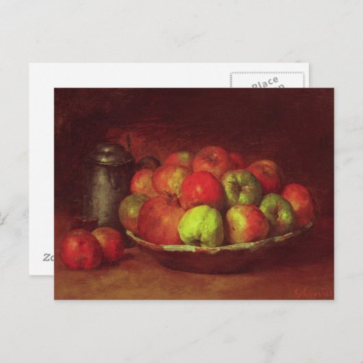 リンゴとザクロの花を添えた静かな生活 ポストカード (正面/裏面)