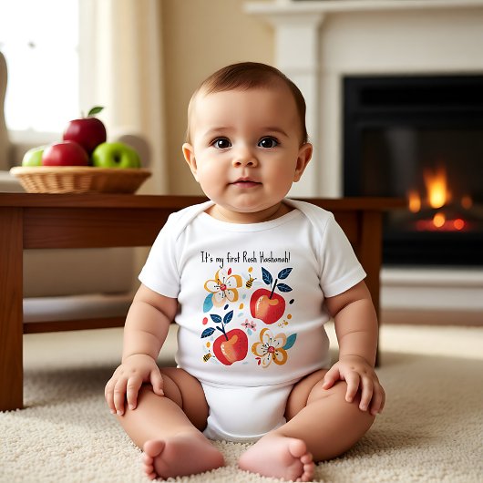 🍎リンゴとミツバチの文字カスタム付き ベビーボディスーツ