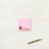 リンゴとルーラパーソナライズされた先生ピンク3 x 3 ポストイット (デスク上)