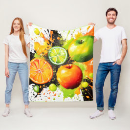 リンゴと柑橘類バースト フリースブランケット
