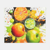 リンゴと柑橘類バースト フリースブランケット (正面(横))