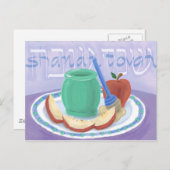 リンゴと蜂蜜のロシュ・ハシャナー・カード シーズンポストカード (正面/裏面)