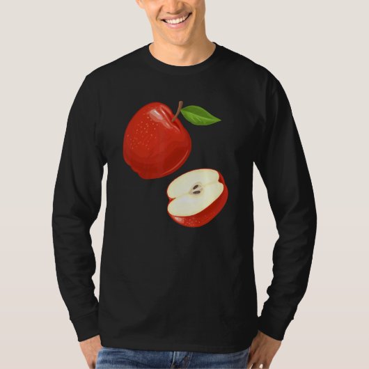 リンゴのモチーフ果実健康リンゴ Tシャツ (正面)