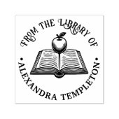 リンゴの付いたオープンな本 #1P 図書名 セルフインキングスタンプ (デザイン)