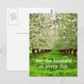 リンゴの木が引用文で咲感動的く ポストカード (正面/裏面)