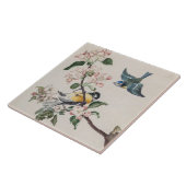 リンゴの木にヴィンテージの小鳥が2羽 タイル (側面)