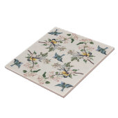 リンゴの木にヴィンテージの小鳥 タイル (側面)