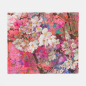 リンゴの木に花が咲絵画き混ぜた媒体は フリースブランケット (正面(横))