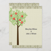 リンゴの木のライトグリーンの記念日招待状。 招待状 (正面/裏面)