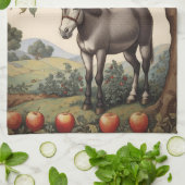 リンゴの木の下のヴィンテージ キッチンタオル (折り畳み)