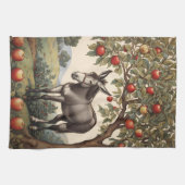 リンゴの木の下のヴィンテージ キッチンタオル (横)
