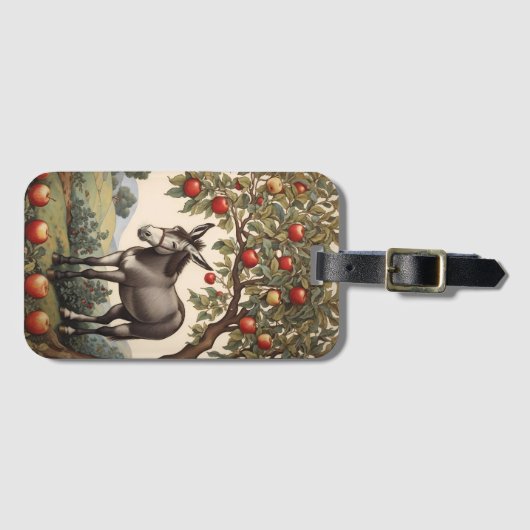 リンゴの木の下のヴィンテージ ラゲッジタグ (正面横)