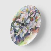 リンゴの木の流れを咲かせ結婚る水色の花 ラウンド壁時計 (傾斜)