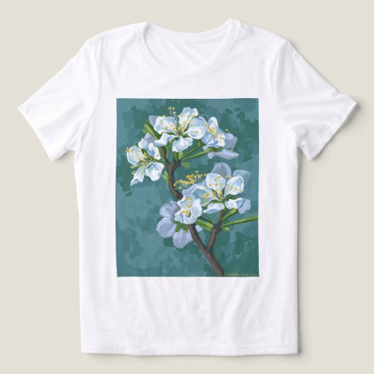 リンゴの木の開花枝 トライブレンドＴシャツ (デザイン正面)