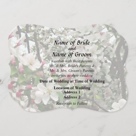 リンゴの木の開花 ウェディング製品 招待状 (正面/裏面)