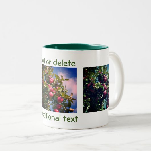 リンゴの木自然撮影パーソナライズされた ツートーンマグカップ (正面右)