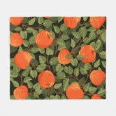 リンゴの継ぎ目のない模様と緑の葉の平ら  フリースブランケット (正面(横))