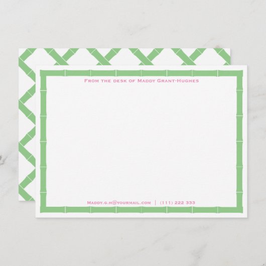 リンゴの緑とピンク名門私立校風のの机から ノートカード (正面/裏面)