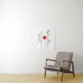 リンゴの花が咲くベイビーシャワー 赤いリンゴの名前と日付 タペストリー (インサイチュ(横))