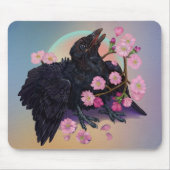 リンゴの花でカラスを育てる マウスパッド (正面)