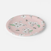リンゴの花とハチミツバチピンク ペーパープレート (アングル)
