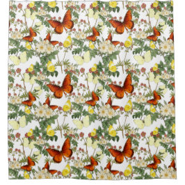 リンゴの花と蝶の伝統画像 シャワーカーテン