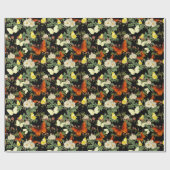 リンゴの花と蝶の伝統画像 ラッピングペーパー (フラット)