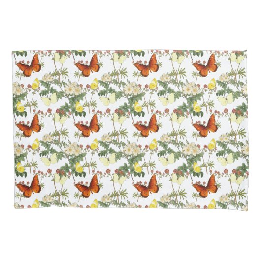 リンゴの花と蝶の伝統画像 枕カバー (正面)