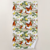 リンゴの花と蝶の伝統画像Bea ビーチタオル (正面)