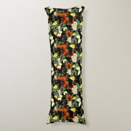 リンゴの花と蝶の黒い背景 ボディピロー